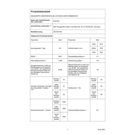 Siemens Waschvollautomat BC WU14UTG0 IQ500 8 Siemens Waschvollautomat BC WU14UTG0 IQ500 – Bild 6