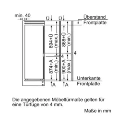 Siemens IQ100 KI85NNFF0, 249 L, Einbau-Kühl-Gefrierkombination, Anti-Frost-Funktion (Kühlschrank), SN-ST, 39 DB, F -Siem Kuchenartikel Verkaufsladen unnamed file 589